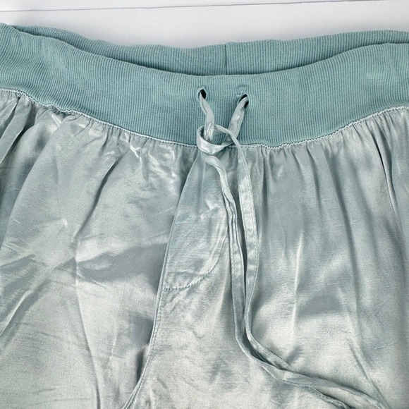 PJ Harlow Medium Blue Pajama Set Supima Cotton Modal Ribbed Top & Satin Pants - Picture 9 of 14